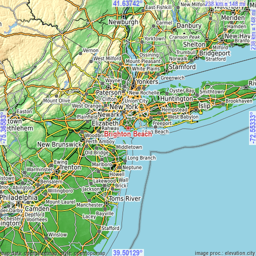 Topographic map of Brighton Beach