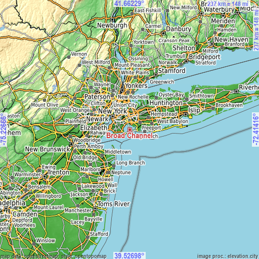 Topographic map of Broad Channel