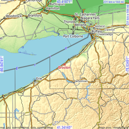 Topographic map of Brocton