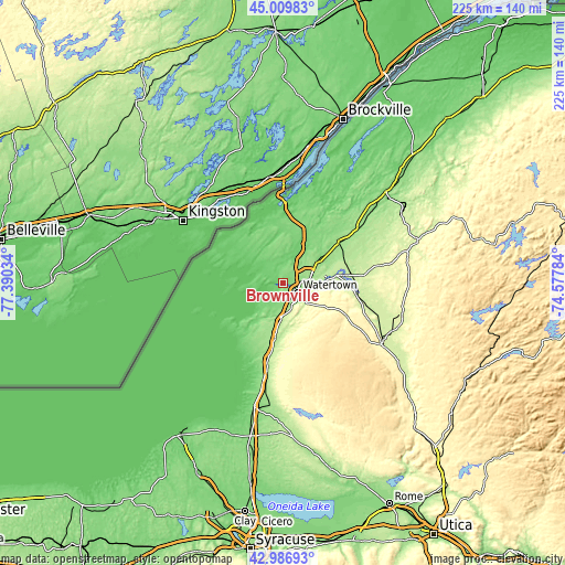 Topographic map of Brownville