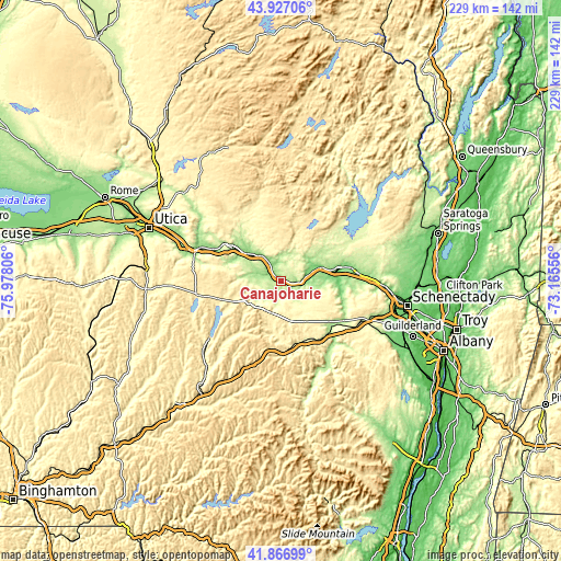 Topographic map of Canajoharie