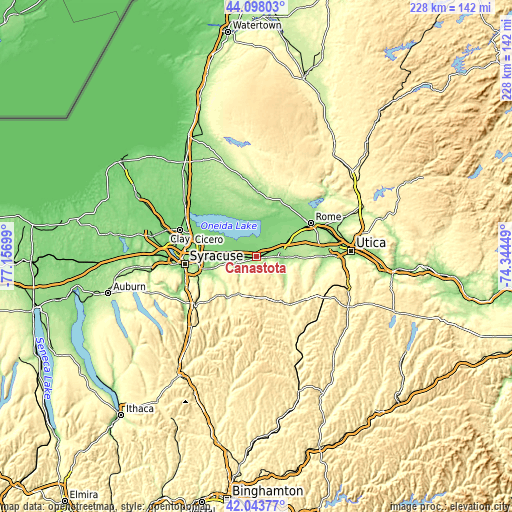 Topographic map of Canastota