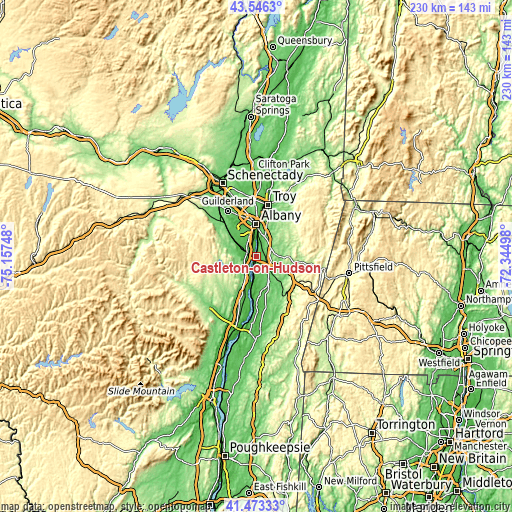 Topographic map of Castleton-on-Hudson