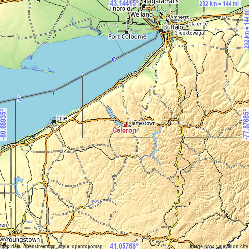 Topographic map of Celoron