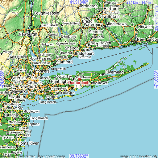 Topographic map of Centereach