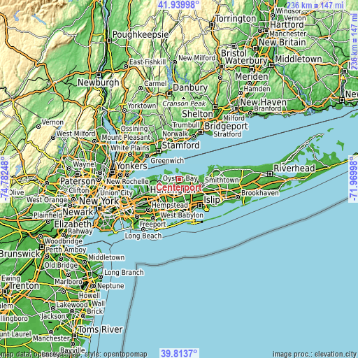 Topographic map of Centerport