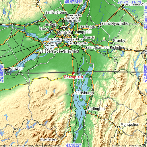 Topographic map of Champlain