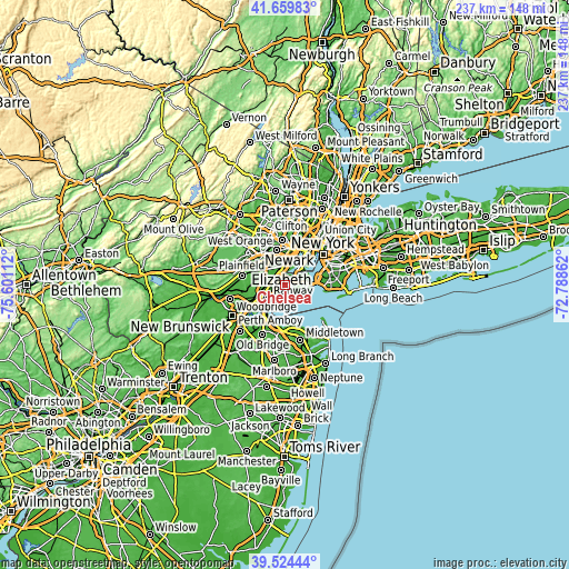 Topographic map of Chelsea