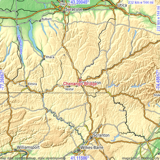 Topographic map of Chenango Bridge