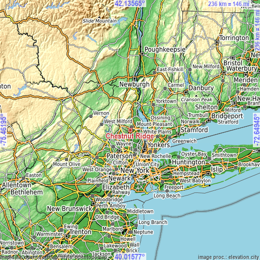 Topographic map of Chestnut Ridge