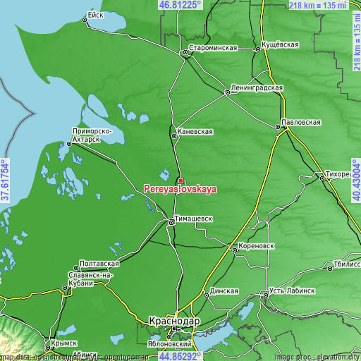 Topographic map of Pereyaslovskaya