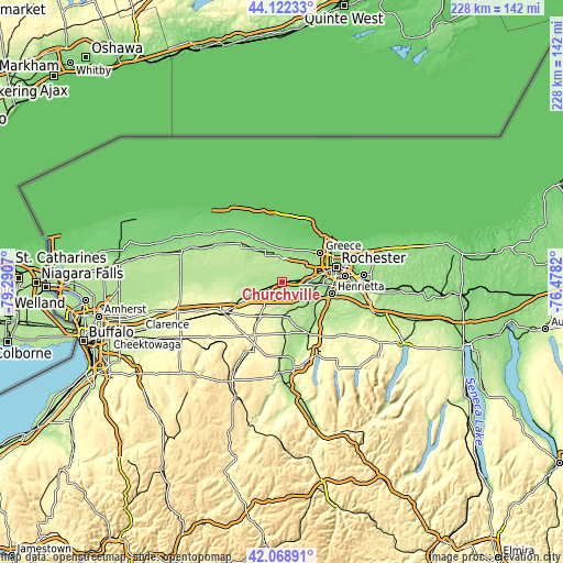 Topographic map of Churchville