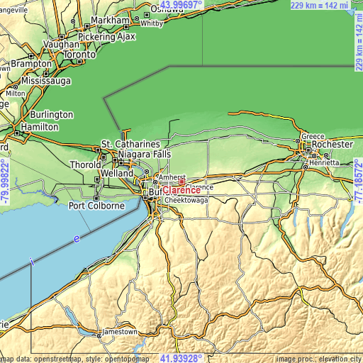 Topographic map of Clarence