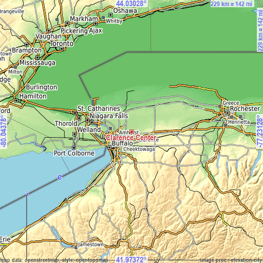 Topographic map of Clarence Center