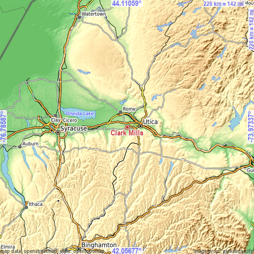 Topographic map of Clark Mills