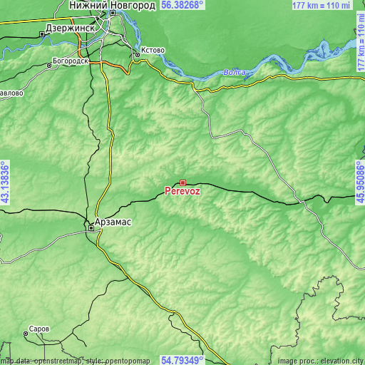 Topographic map of Perevoz