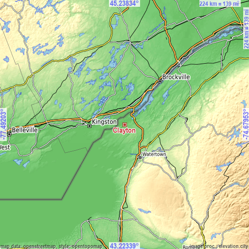 Topographic map of Clayton