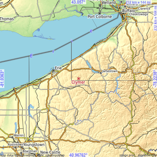 Topographic map of Clymer