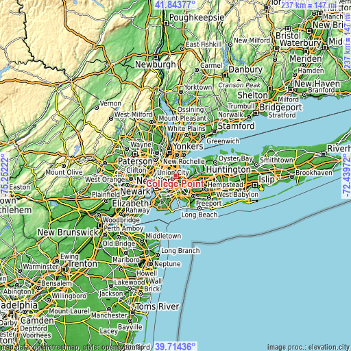 Topographic map of College Point