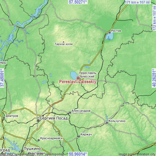 Topographic map of Pereslavl’-Zalesskiy