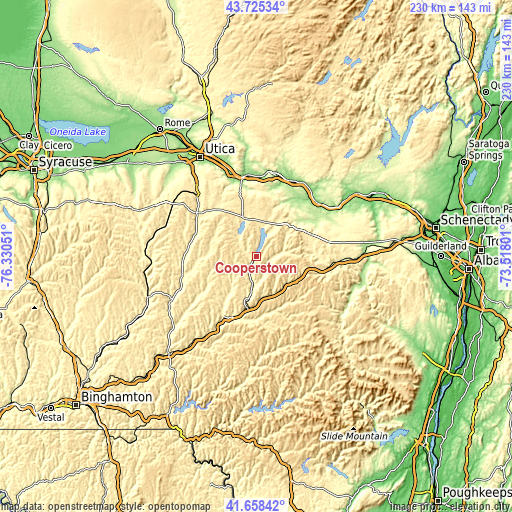 Topographic map of Cooperstown