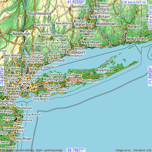 Topographic map of Coram