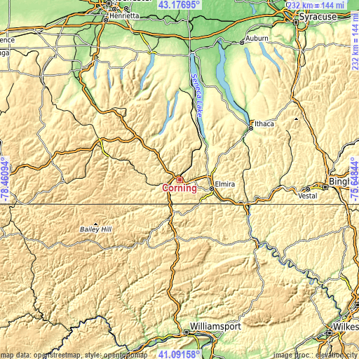 Topographic map of Corning