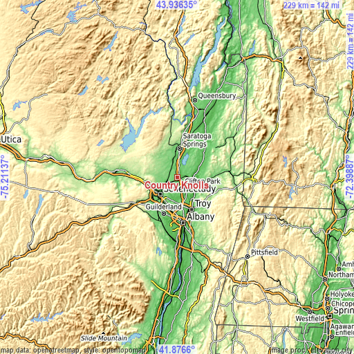 Topographic map of Country Knolls