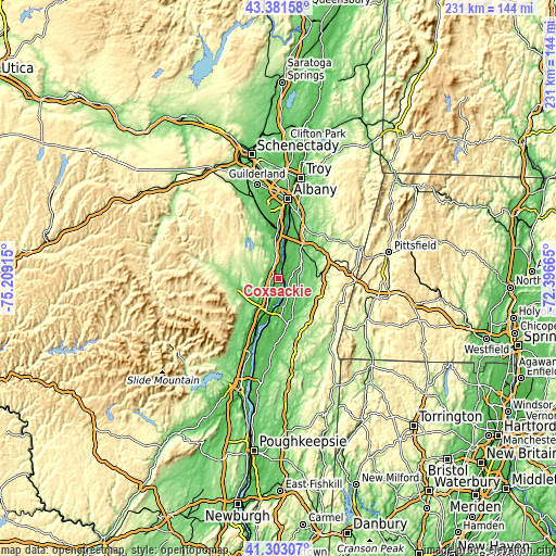 Topographic map of Coxsackie