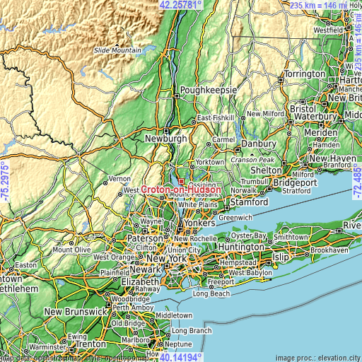 Topographic map of Croton-on-Hudson