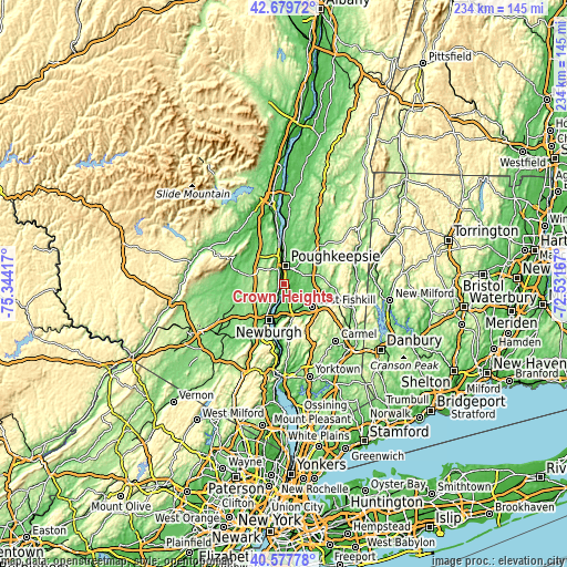 Topographic map of Crown Heights