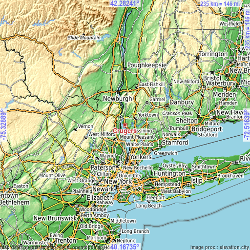 Topographic map of Crugers