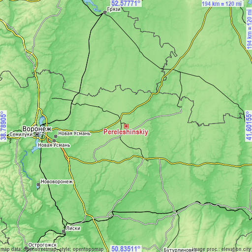 Topographic map of Pereleshinskiy