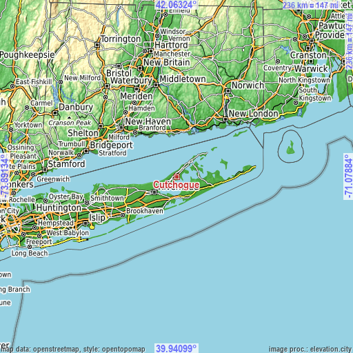 Topographic map of Cutchogue