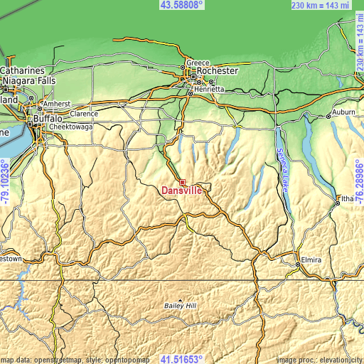 Topographic map of Dansville