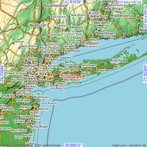 Topographic map of Deer Park