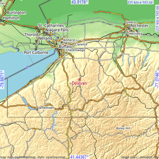 Topographic map of Delevan