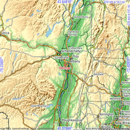 Topographic map of Delmar