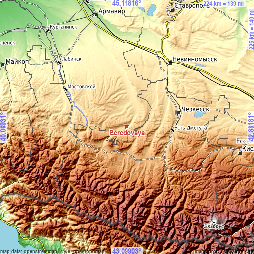 Topographic map of Peredovaya