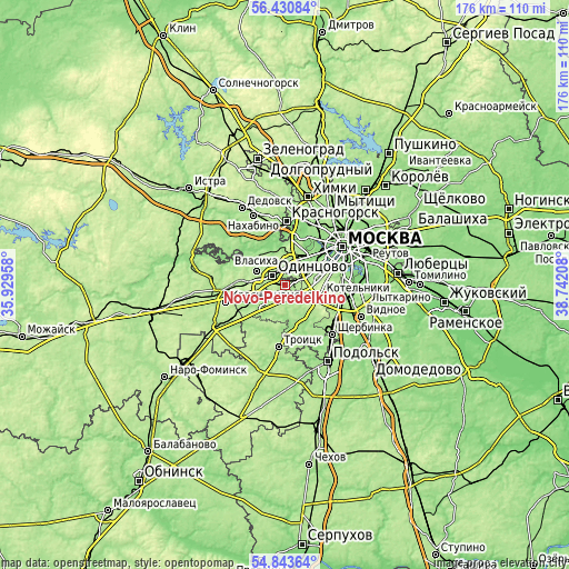 Topographic map of Novo-Peredelkino