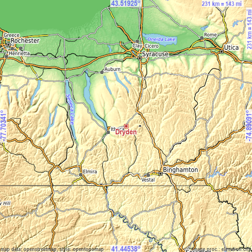 Topographic map of Dryden