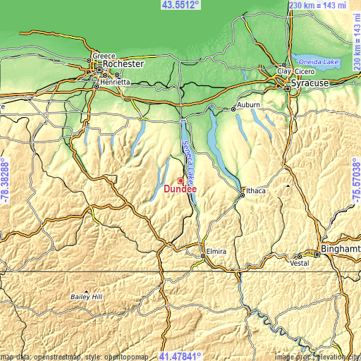 Topographic map of Dundee