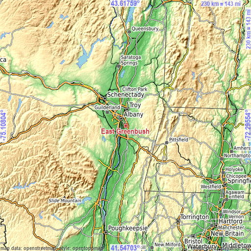 Topographic map of East Greenbush