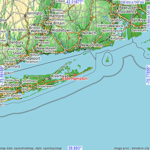 Topographic map of East Hampton