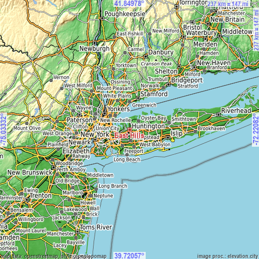 Topographic map of East Hills