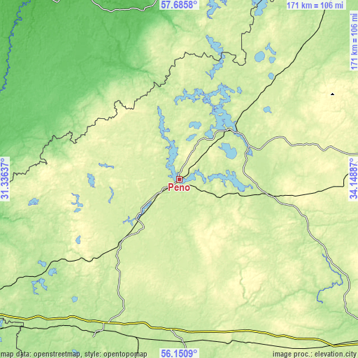 Topographic map of Peno