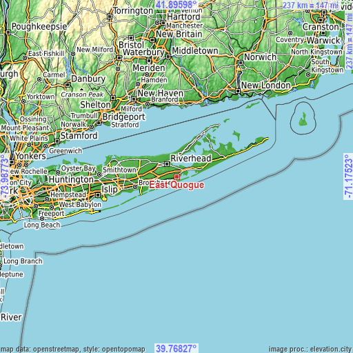 Topographic map of East Quogue