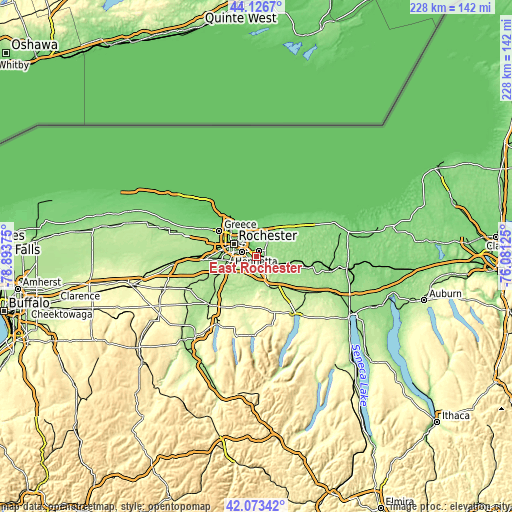 Topographic map of East Rochester