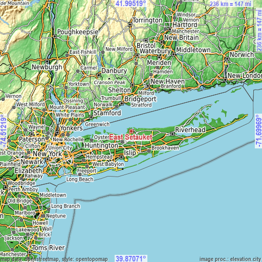 Topographic map of East Setauket