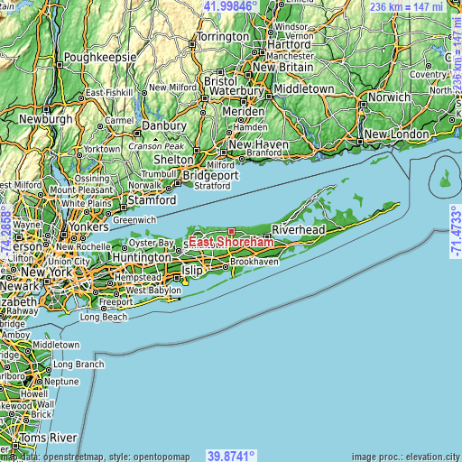 Topographic map of East Shoreham